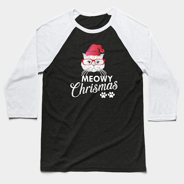 Cat - Meowy Christmas Baseball T-Shirt by KC Happy Shop